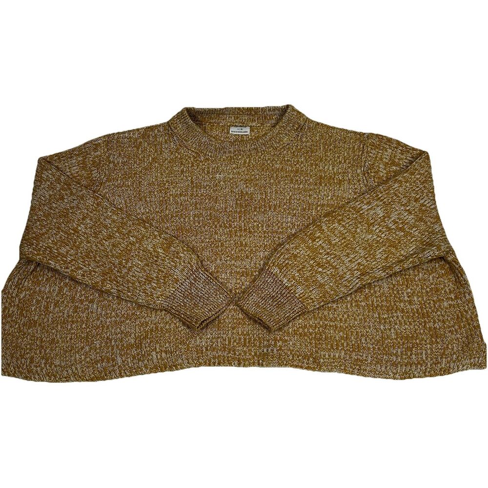 COTTON ON Oversized Cropped Sweater Yellow Heathered Ribbed Juniors Large Crop